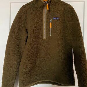 PATAGONIA Retro Pile Pullover Mens S Small Fleece Jacket Sherpa Olive Green
